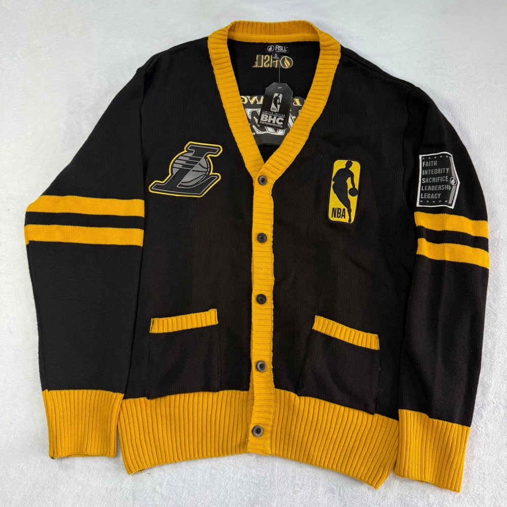 FISLL NBA Lakers Cardigan Mens XL Black New BHC Limited Edition Logo Sweater